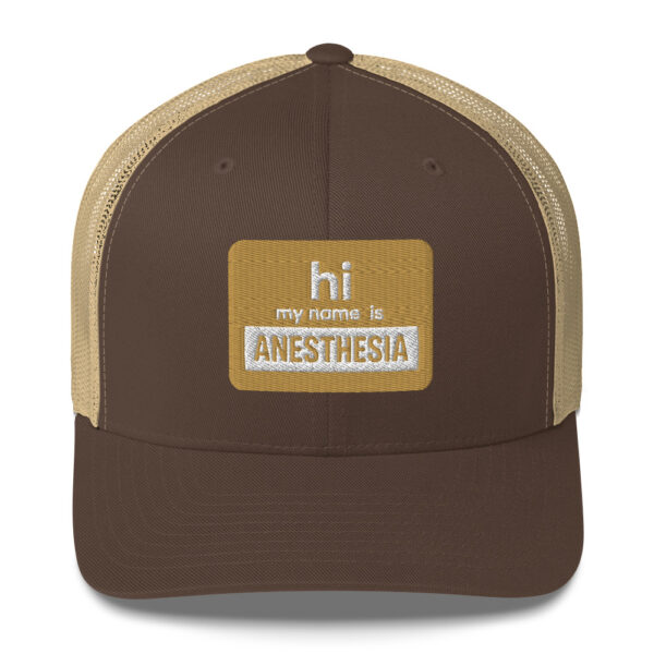 Hi my name is Anesthesia Trucker Hat- brown