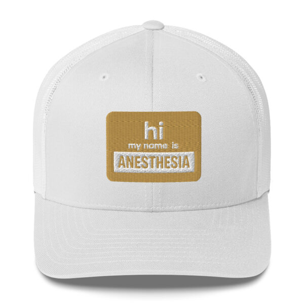 Hi my name is Anesthesia Trucker Hat- brown - Image 2